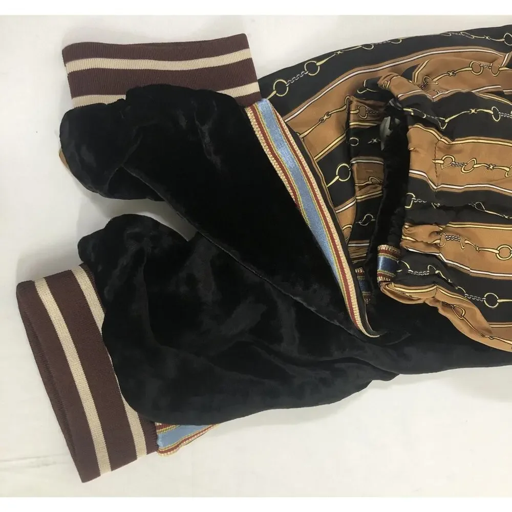 NWT Gucci Bi-Material Velvet/Silk Horsebit Logo Striped Joggers Size 32 $2800.00